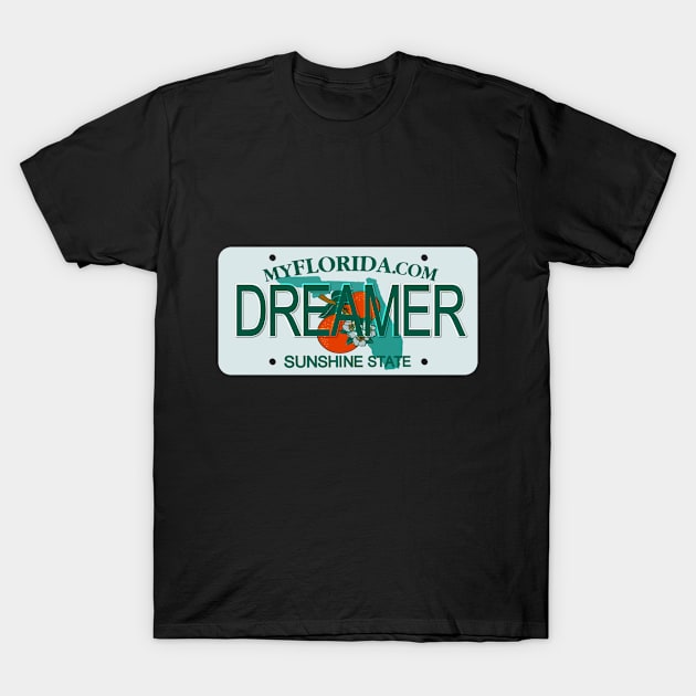 Dreamer Florida License Plate T-Shirt by Mel's Designs